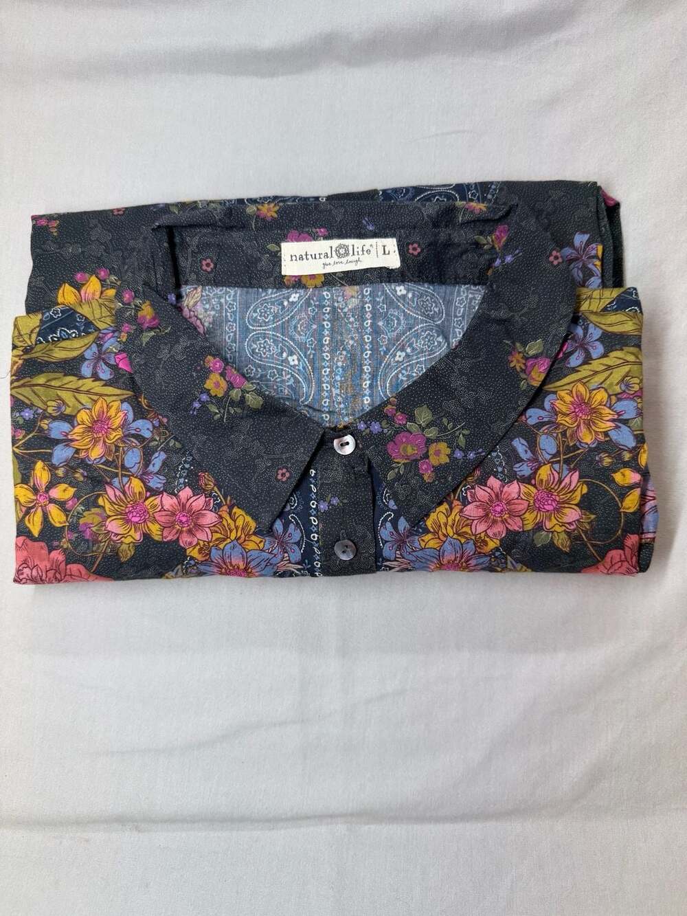 Natural Life Floral Paisley Button Down Shirt Size L - Picture 8 of 10